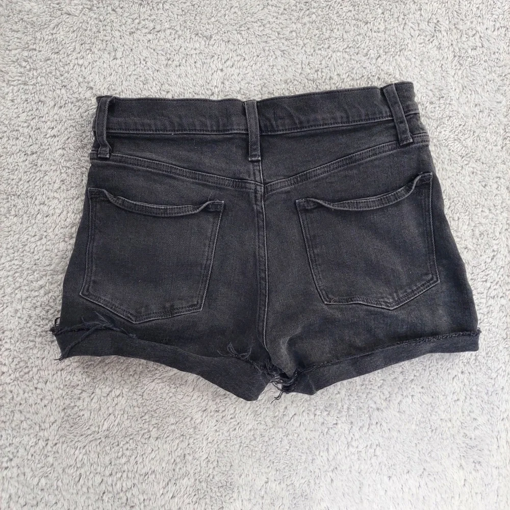 Madewell Denim Jean Shorts Women 26 Black High Rise Raw Hem Rolled Cuffed Cutoff